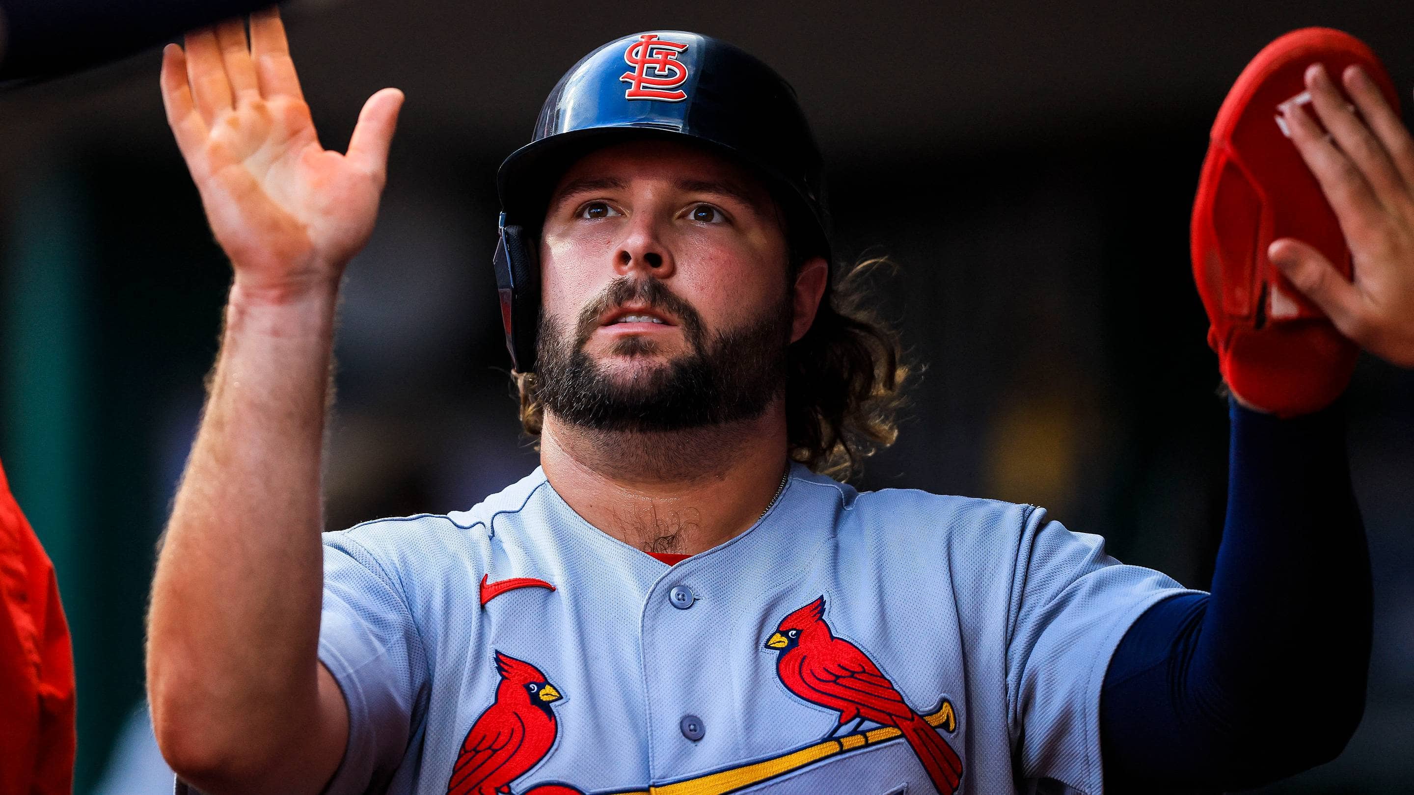 Cardinals' Burleson Scores on Winn's RBI Single vs Reds