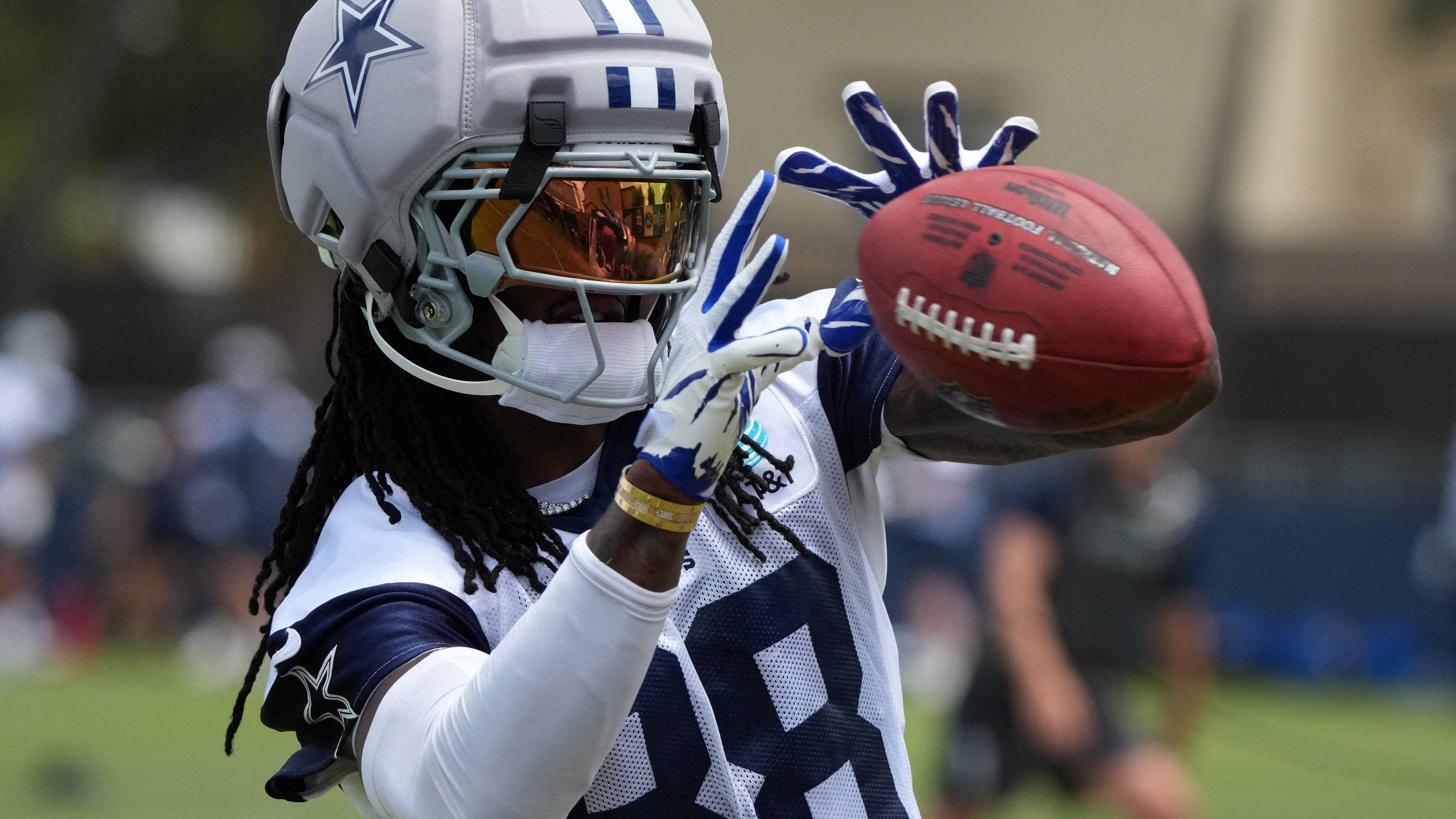 CeeDee Lamb Wears Guardian Helmet at Cowboys Training Camp