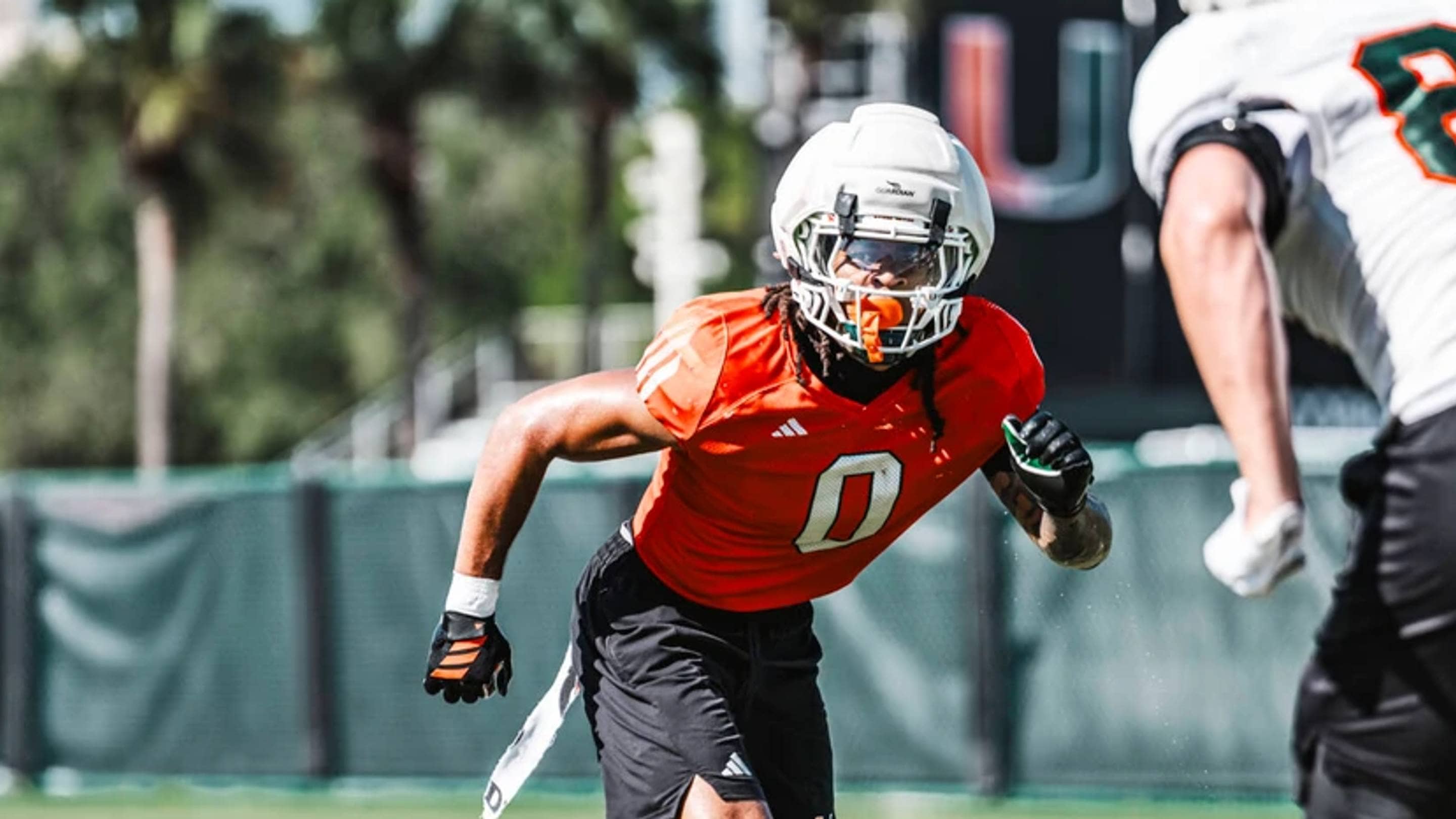 Omar Thornton Practices With Miami Hurricanes During Fall Training