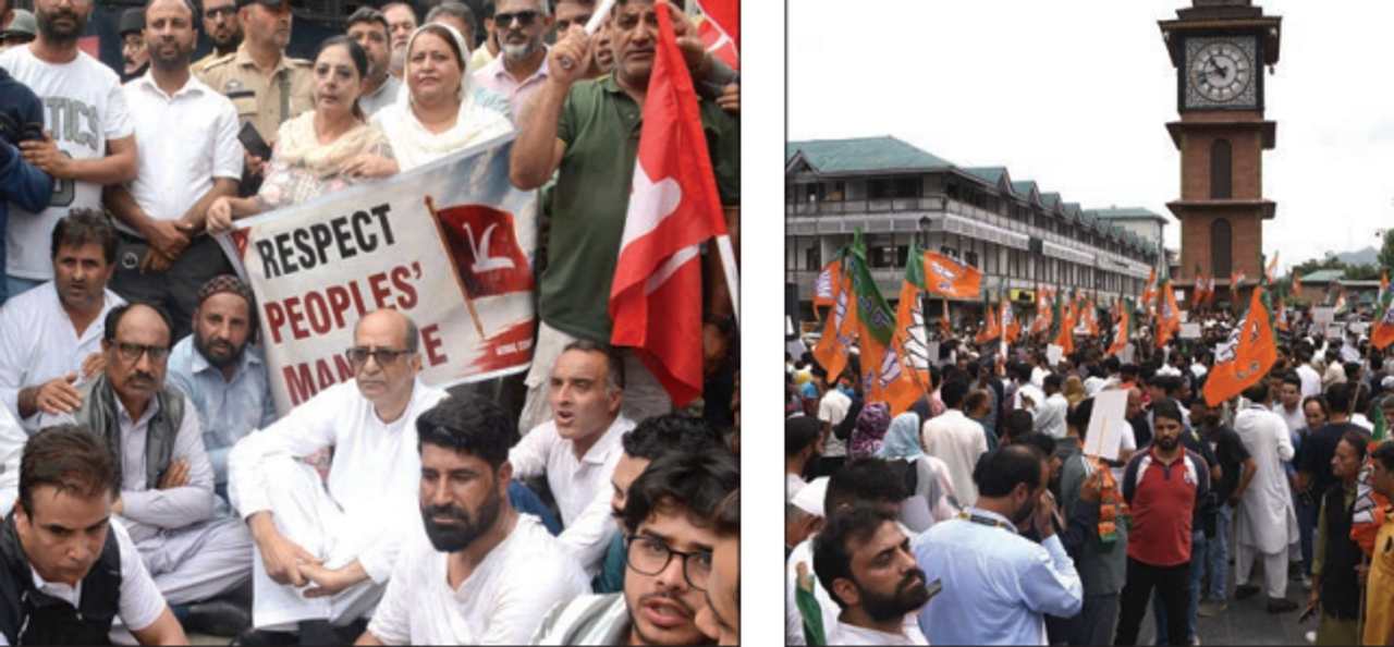 NC and BJP Stage Rival Protests in J&K Over Statehood and Governance