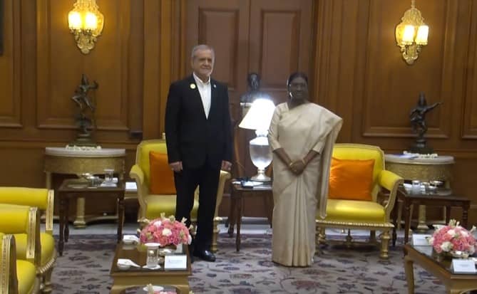 Pezeshkian Holds Talks With Murmu At Rashtrapati Bhavan