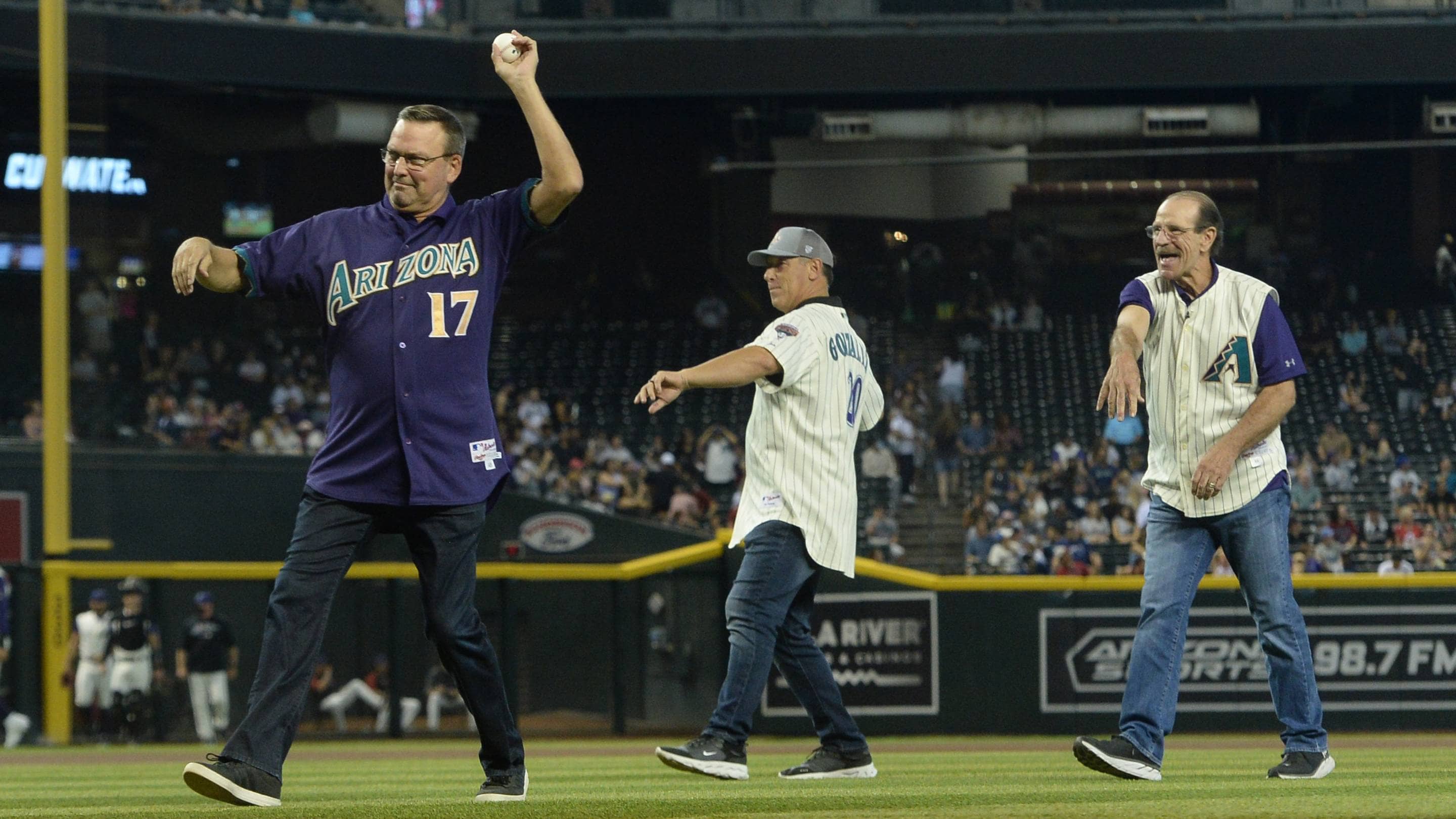 Diamondbacks Legends Grace, Gonzalez, Brenly Throw Pitches at Chase Field Celebration