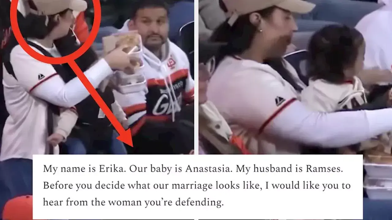 Woman in Viral Giants Game Video Responds to Online Criticism of Husband